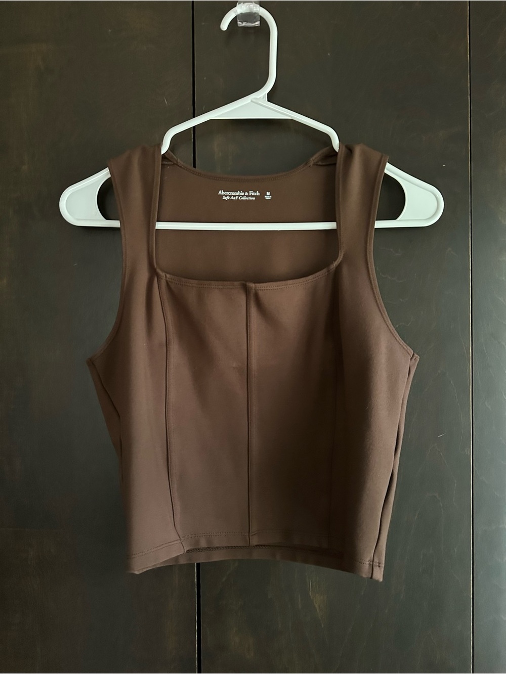 Abercrombie & Fitch Brown Square-Neck Cropped Tank